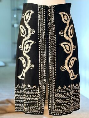 BCBG Max Azria Black Skirt with Cream Embroidered Trim